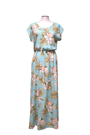 Blooming Orchid Hawaiian Maxi Rayon Dress