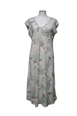 Paradise Dress XS / Green Tropical Orchid Hawaiian Paradise Dress