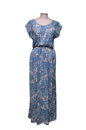 Hidden Hibiscus Garden Hawaiian Maxi Rayon Dress