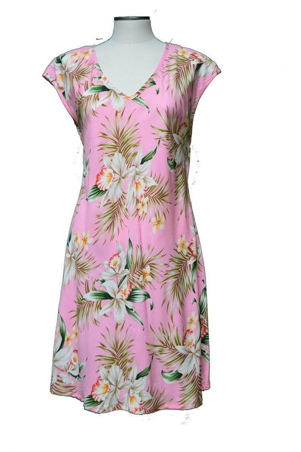 Orchids Knee Length Makani Hawaiian Dress