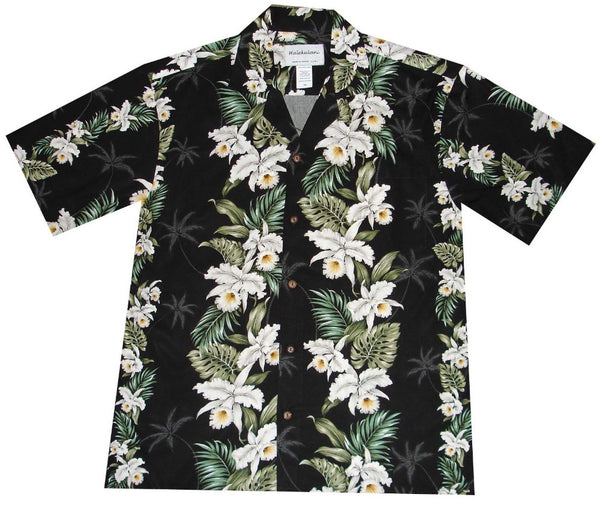 Ky's Orchid Lei Panel Rayon Hawaiian Shirt