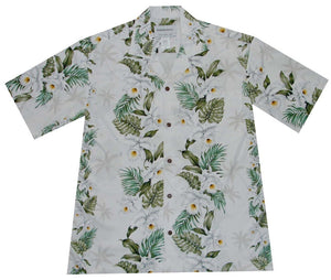 Ky's Orchid Lei Panel Rayon Hawaiian Shirt